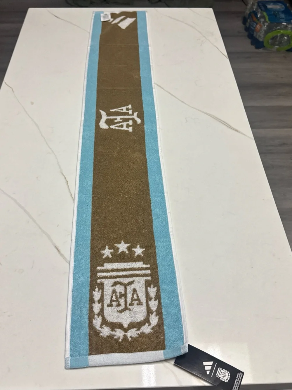 Adidas Argentina AFA National Team Fan Towel KE6159 White Light Blue Gold NWT
